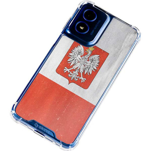 Poland Flag Distressed Moto G Play 4G (2024) Clear Case